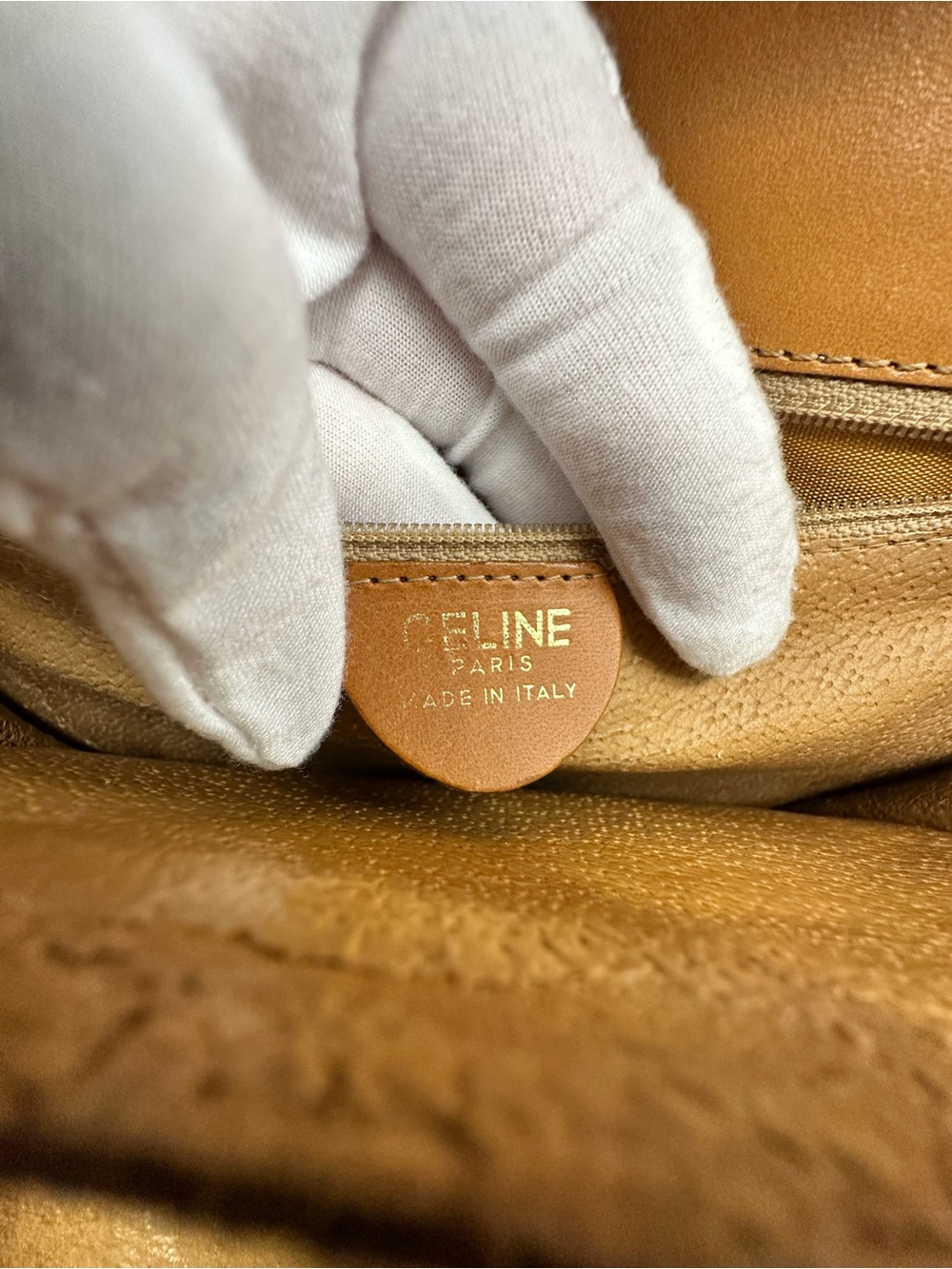 Celine Brown Monogram Leather Clutch with Tan Strap and Gold Hardware - Picture 12 of 16